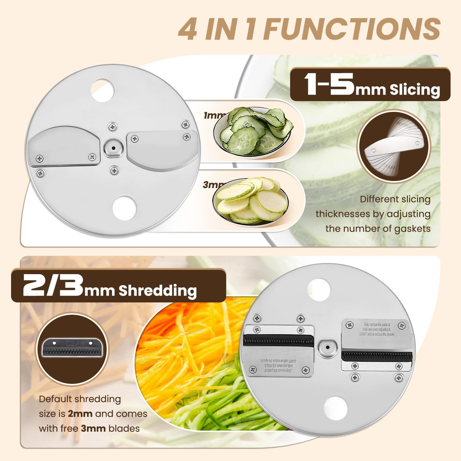 4 in 1 Electric Vegetable Slicer Dicer Shredder & Strip Cutter, Commercial Autom
