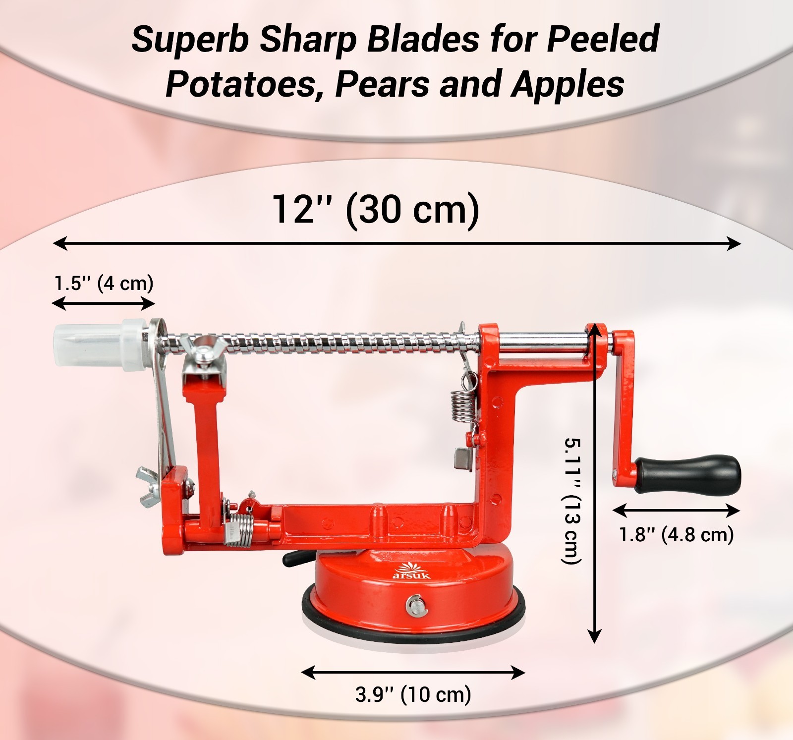 3 in 1 Heavy Duty Fruit Peeler Apple Peeler Corer Slicer Potato w/ Suction Base