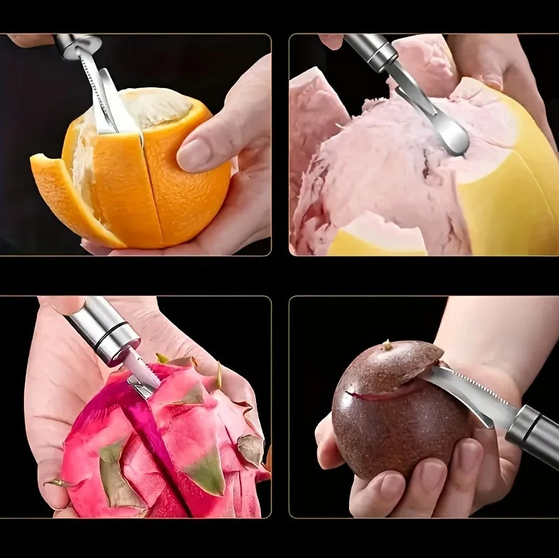 1 pc Stainless Steel Citrus Peeler with Handle – Orange Lemon Easy Peel Tool