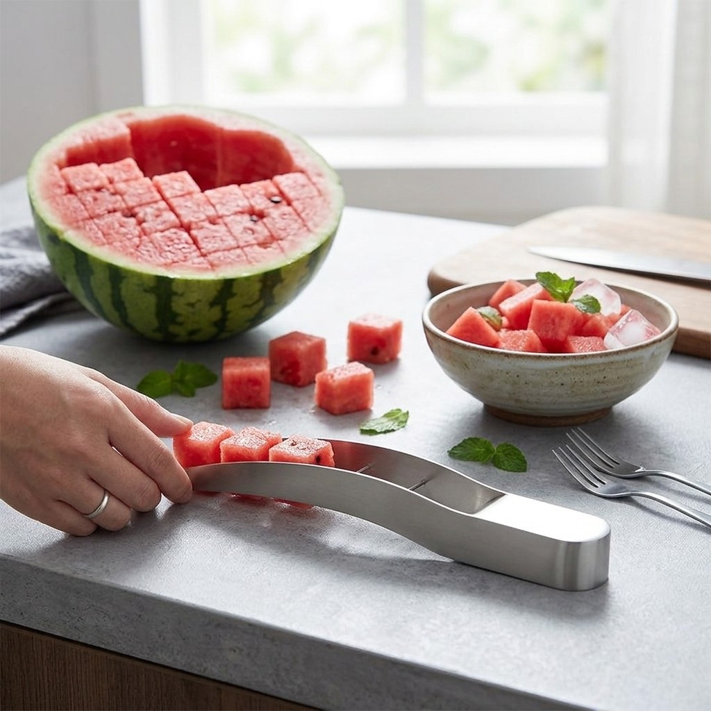 Watermelon Cube Slicer Cutter Stainless Steel Kitchen Fruit Prep Tool