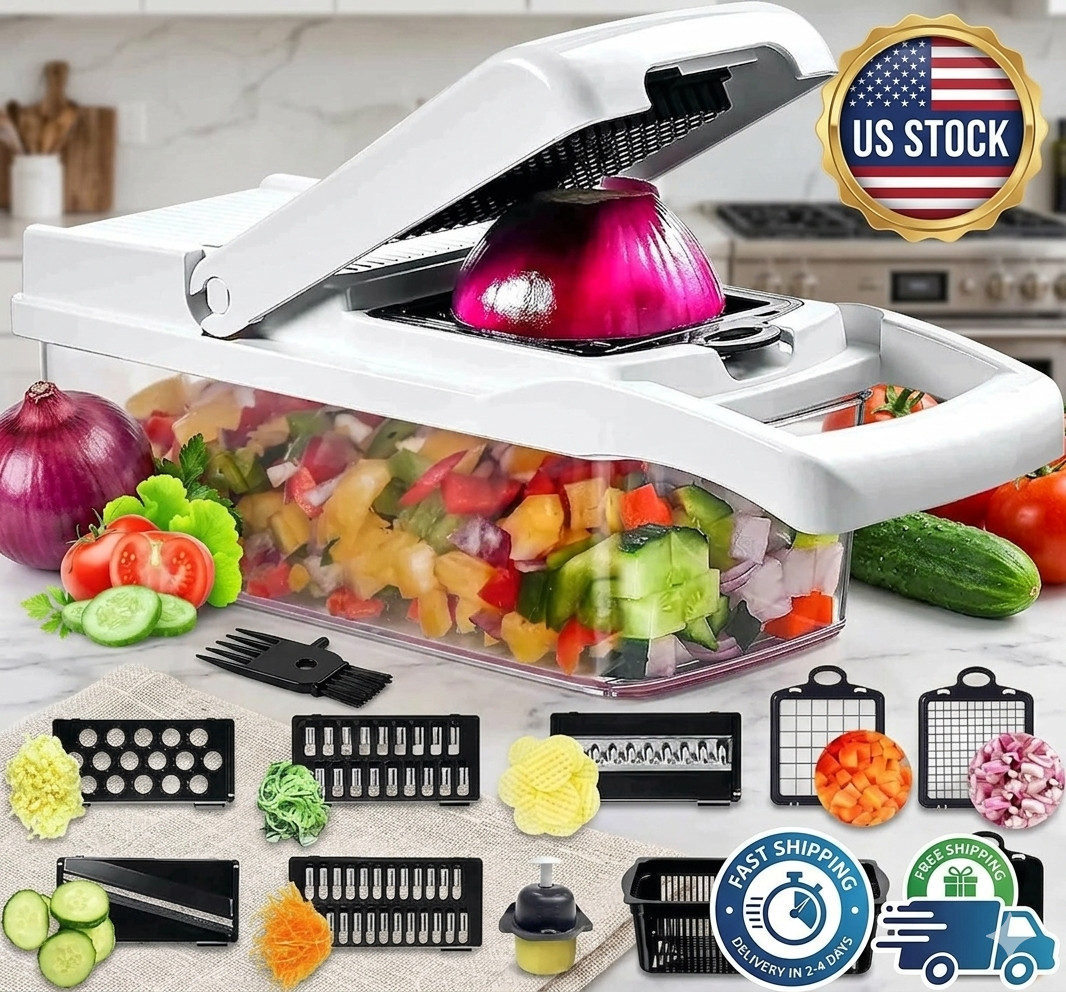 16-in-1 Vegetable Chopper Onion Dicer Fruit Cutter Mandoline Slicer Kitchen Food