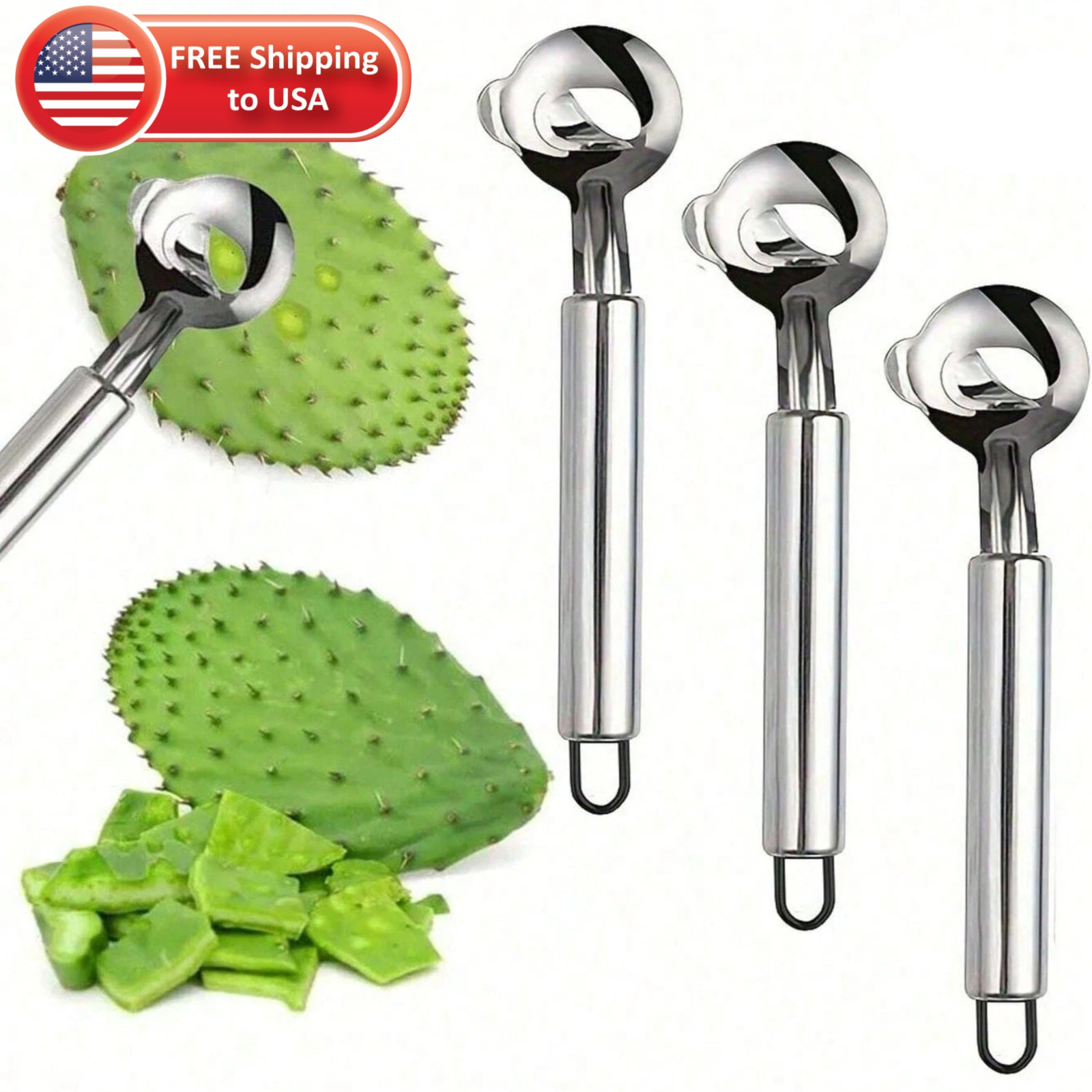 2Pcs Cactus Peeler Peladora Vegetable Fruit Baller Seed Remover Kitchen Tool US