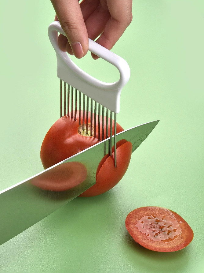 2X Stainless Steel Onion Holder – Veg & Meat Cutter with Prongs, Kitchen Gadget