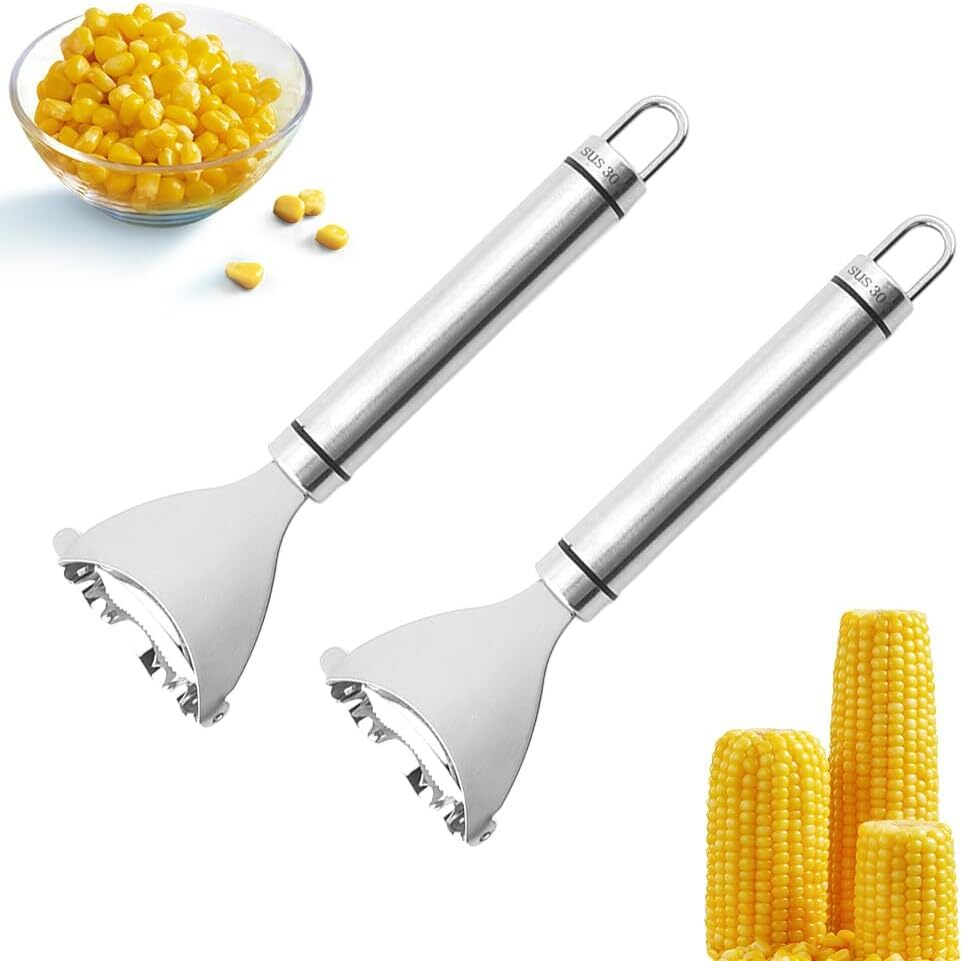 2x Stainless Steel Corn Cob Peeler Stripper Remover Kitchen Cutter Thresher Tool