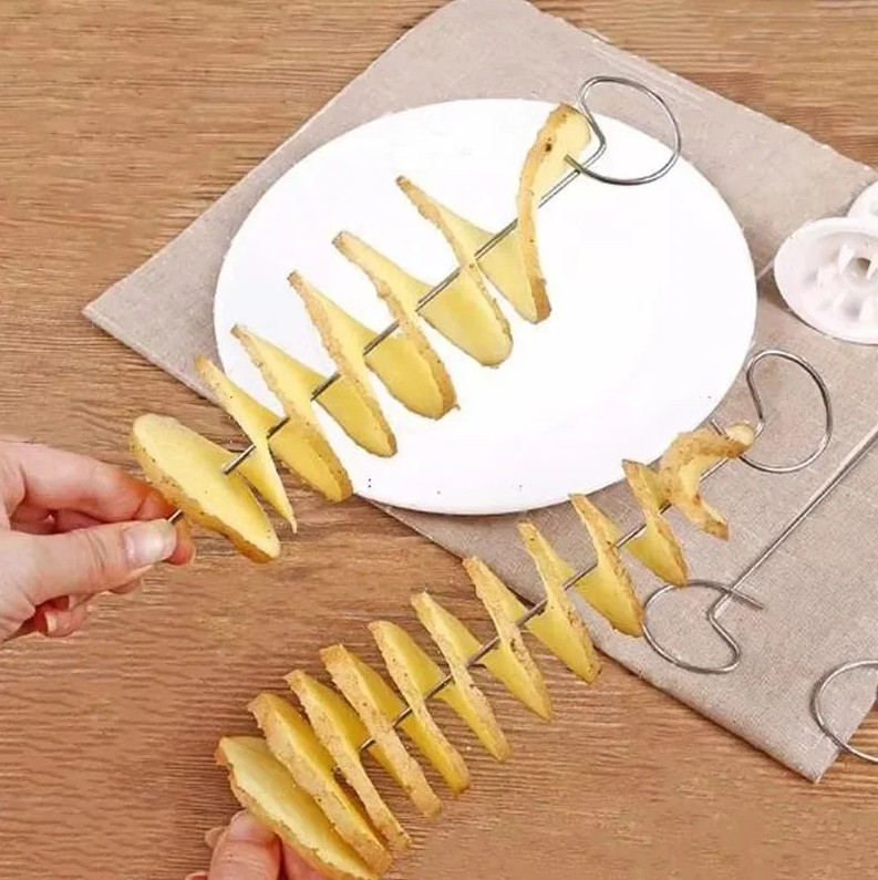 Spiral Potato Cutter Stainless Steel Vegetable Slicer Kitchen Tool NEW