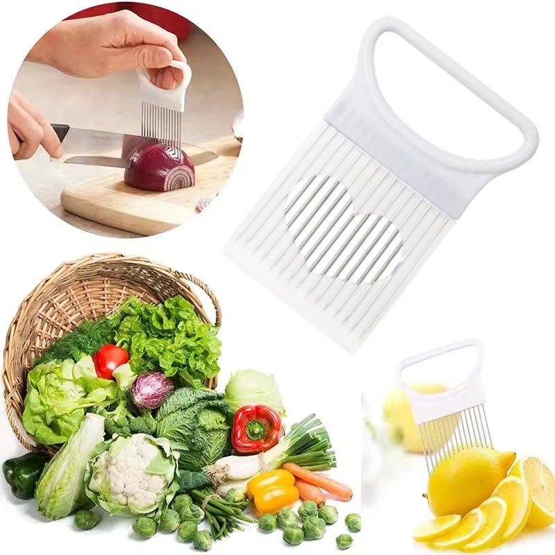 2X Stainless Steel Onion Holder – Veg & Meat Cutter with Prongs, Kitchen Gadget