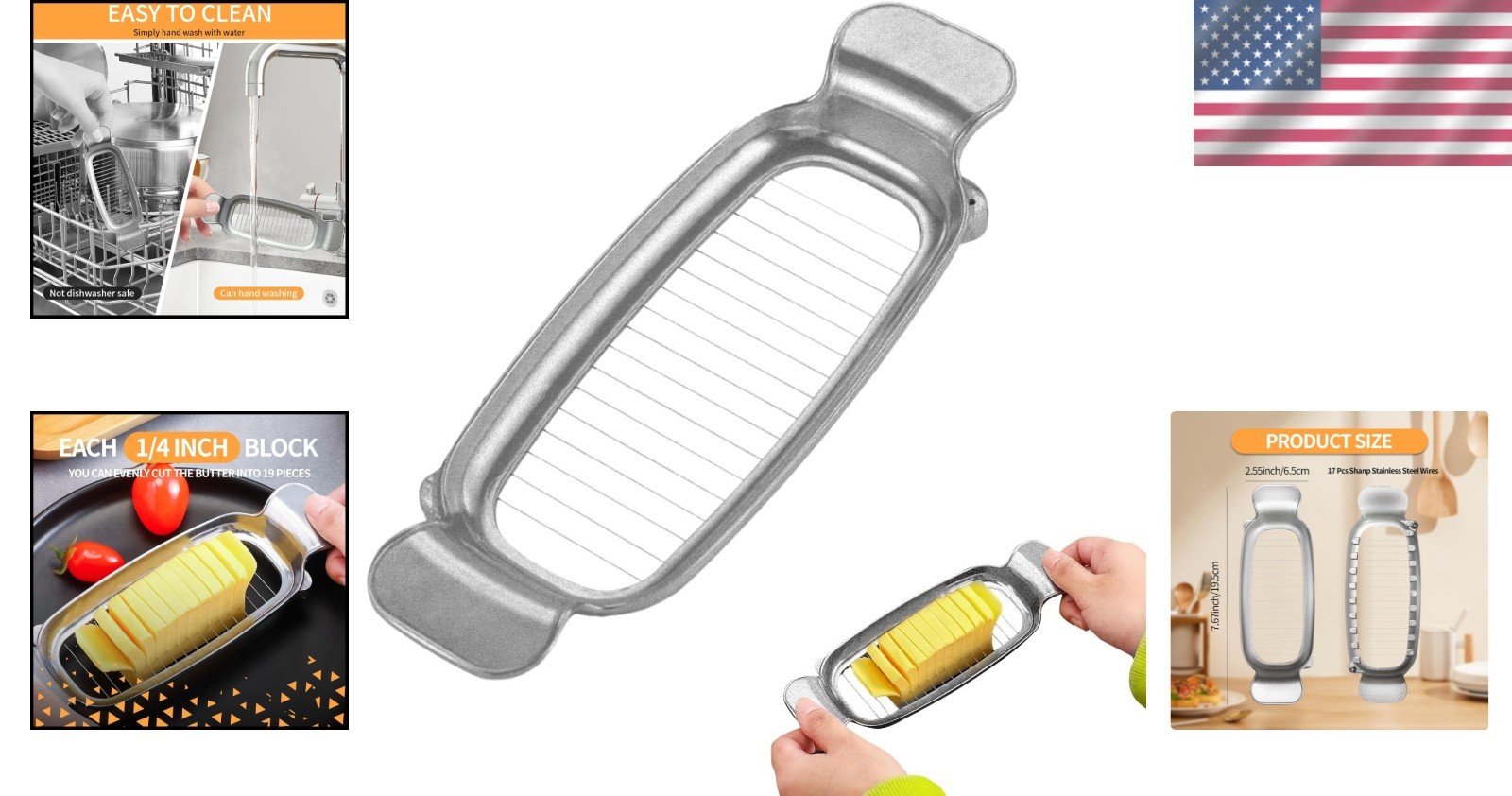 Stainless Steel Butter Cutter, Cheese Slicer Cutter, Butter Fork, Multipurpose