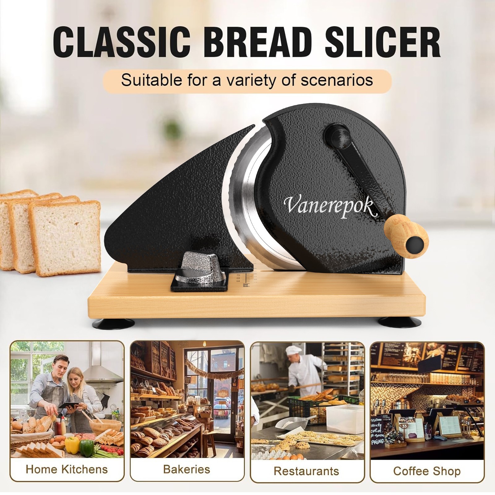 Vanerepok Manual Bread Slicer for Homemade Sourdough Bread with Adjustable Width