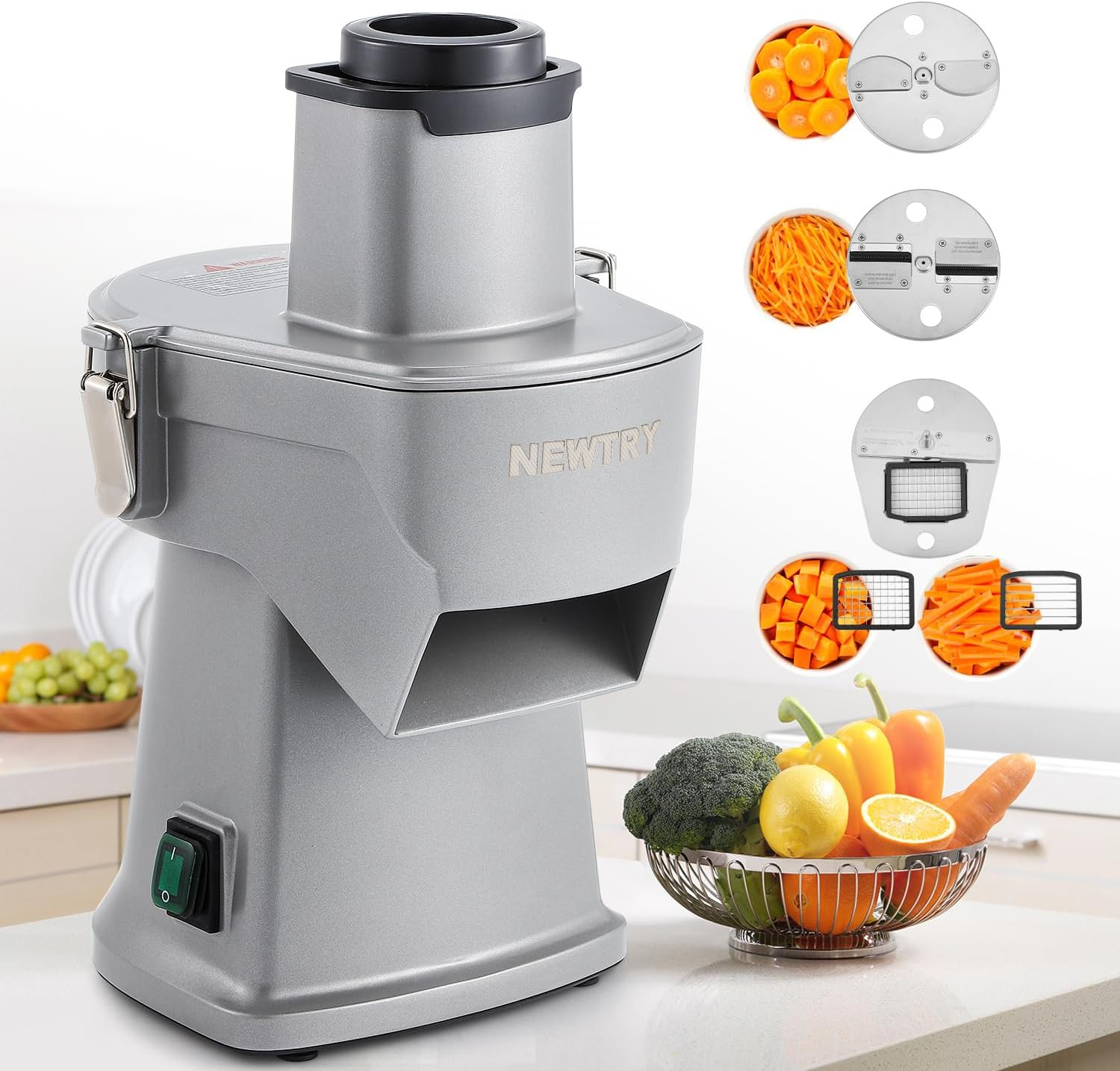 4 in 1 Electric Vegetable Slicer Dicer Shredder & Strip Cutter, Commercial Autom