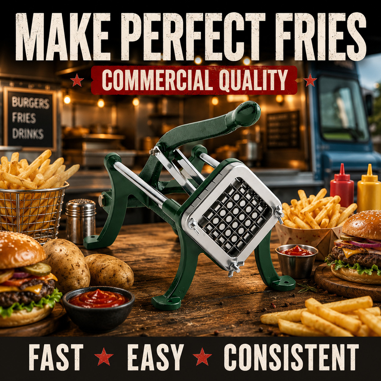 Choice 1/2″ French Fry Cutter Cast Iron Potato Slicer Manual Commercial