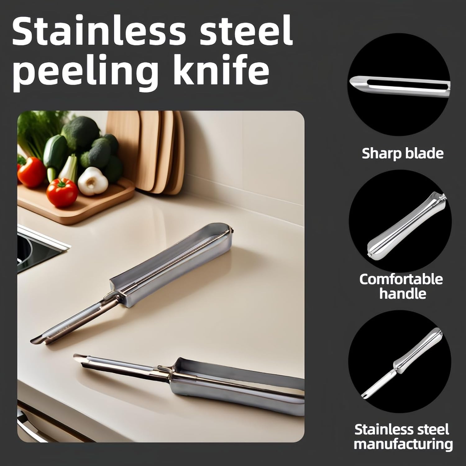 Professional Stainless Steel Peeler – Ergonomic Swivel Blade Design for Easy …