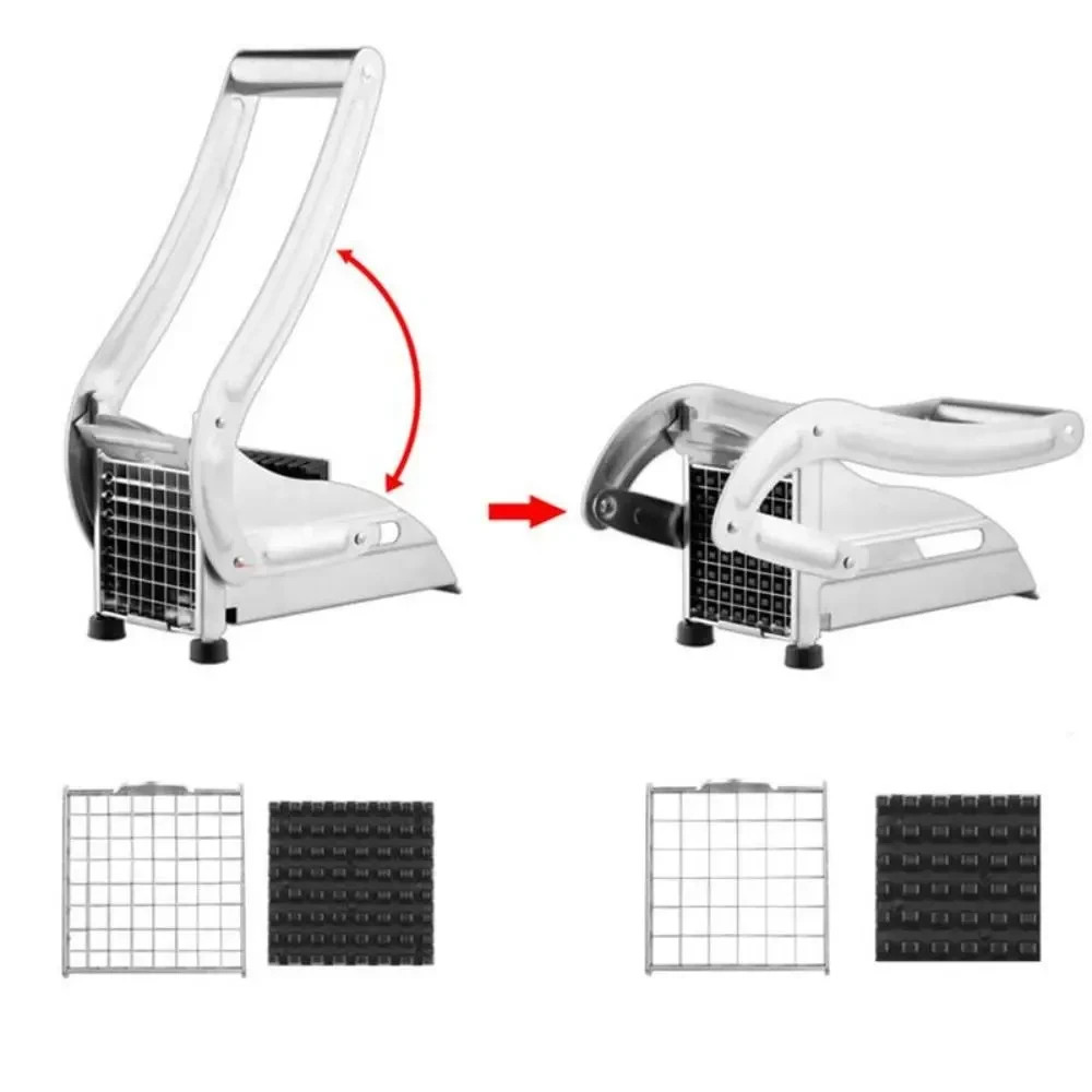 Manual Potato French Fry Cutter Slicer Chopper 2 Blade Sizes Heavy Duty Steel