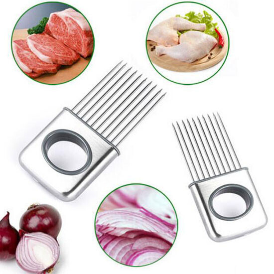 1 pc Stainless Steel Onion Holder Slicer Vegetable tools Kitchen Tool New