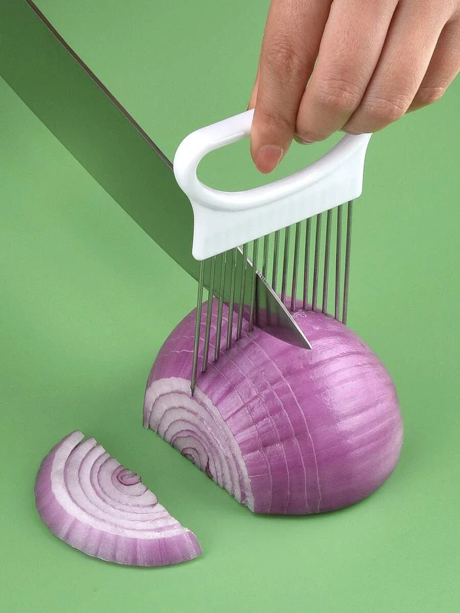 Effortlessly Slice Onions with This 1Pc Colorful Onion Slicer Kitchen Stainless