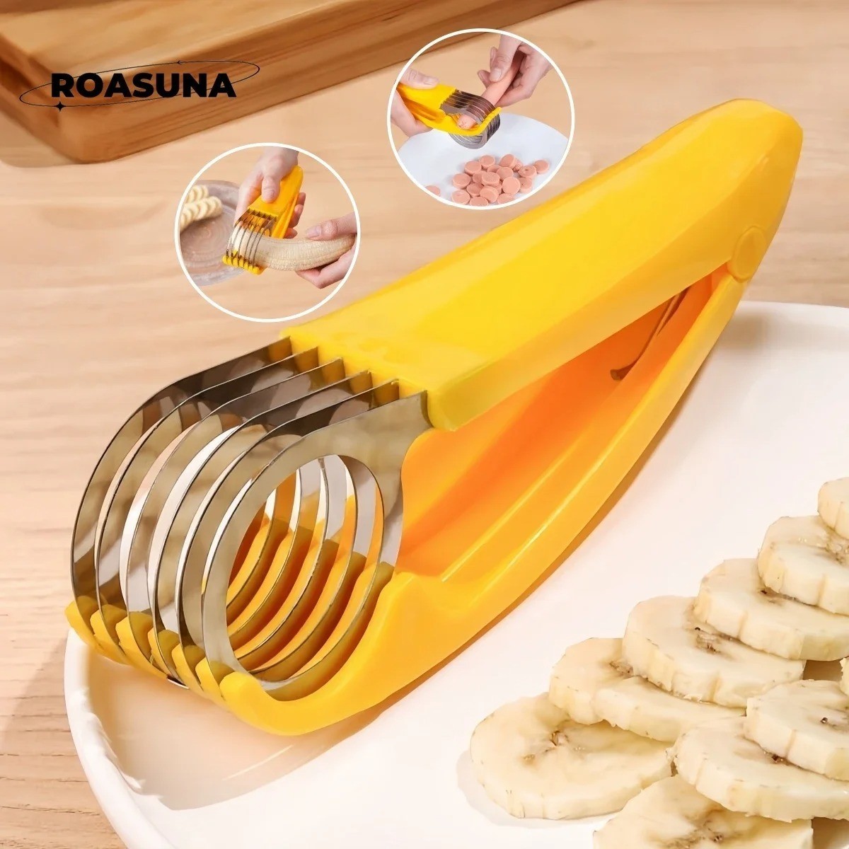 Banana Slicer Cutter Fruit Salad Vegetable Kitchen Bar Tool Stainless Steel US