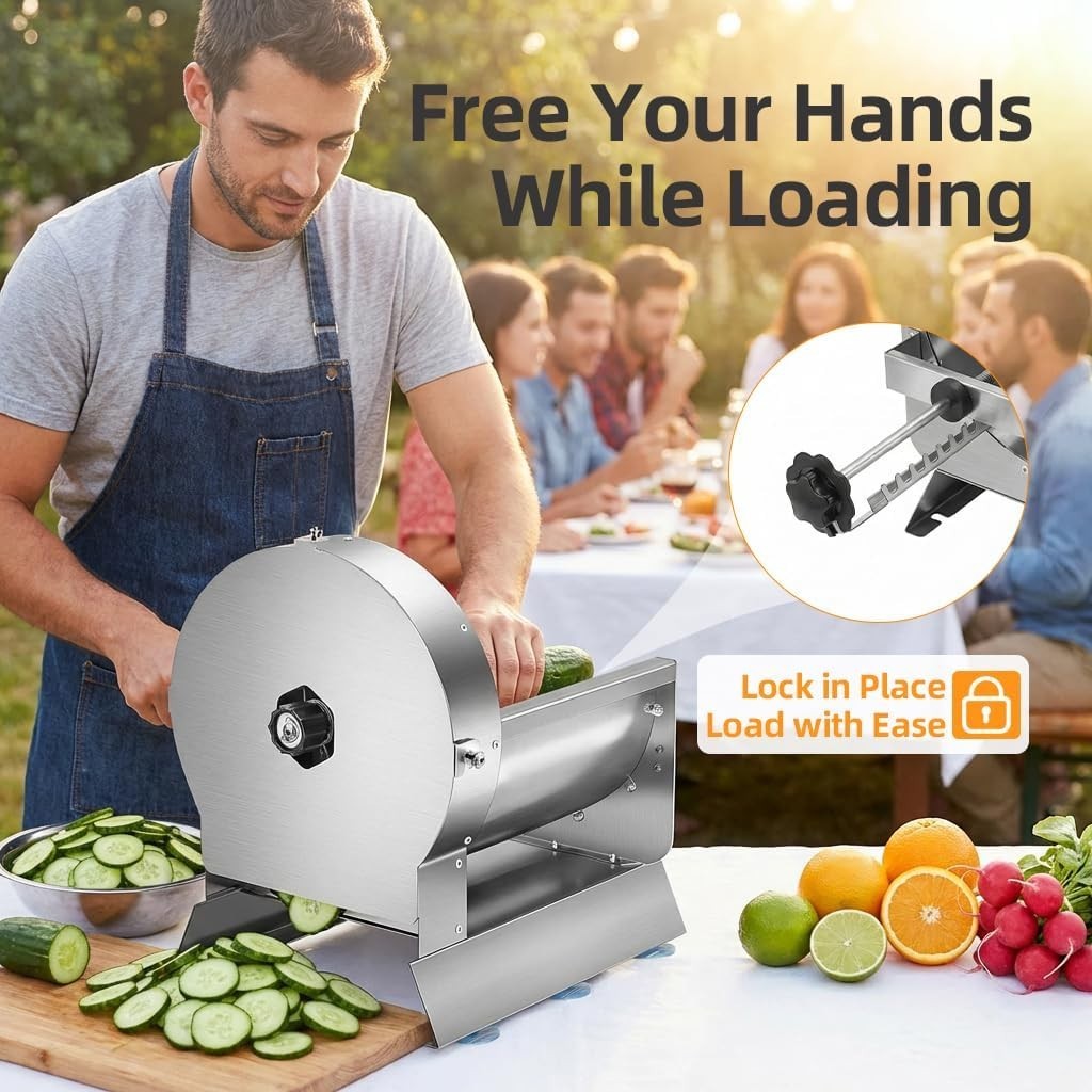Commercial Vegetable Slicer Electric Manual Fruit Cutter Adjustable 0-13mm