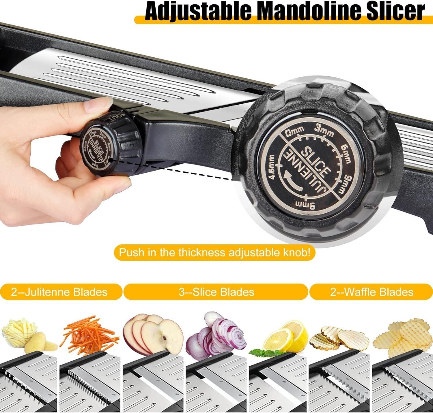 7-in-1 Adjustable Stainless Steel Mandoline Vegetable Food Slicer for Kitchen –