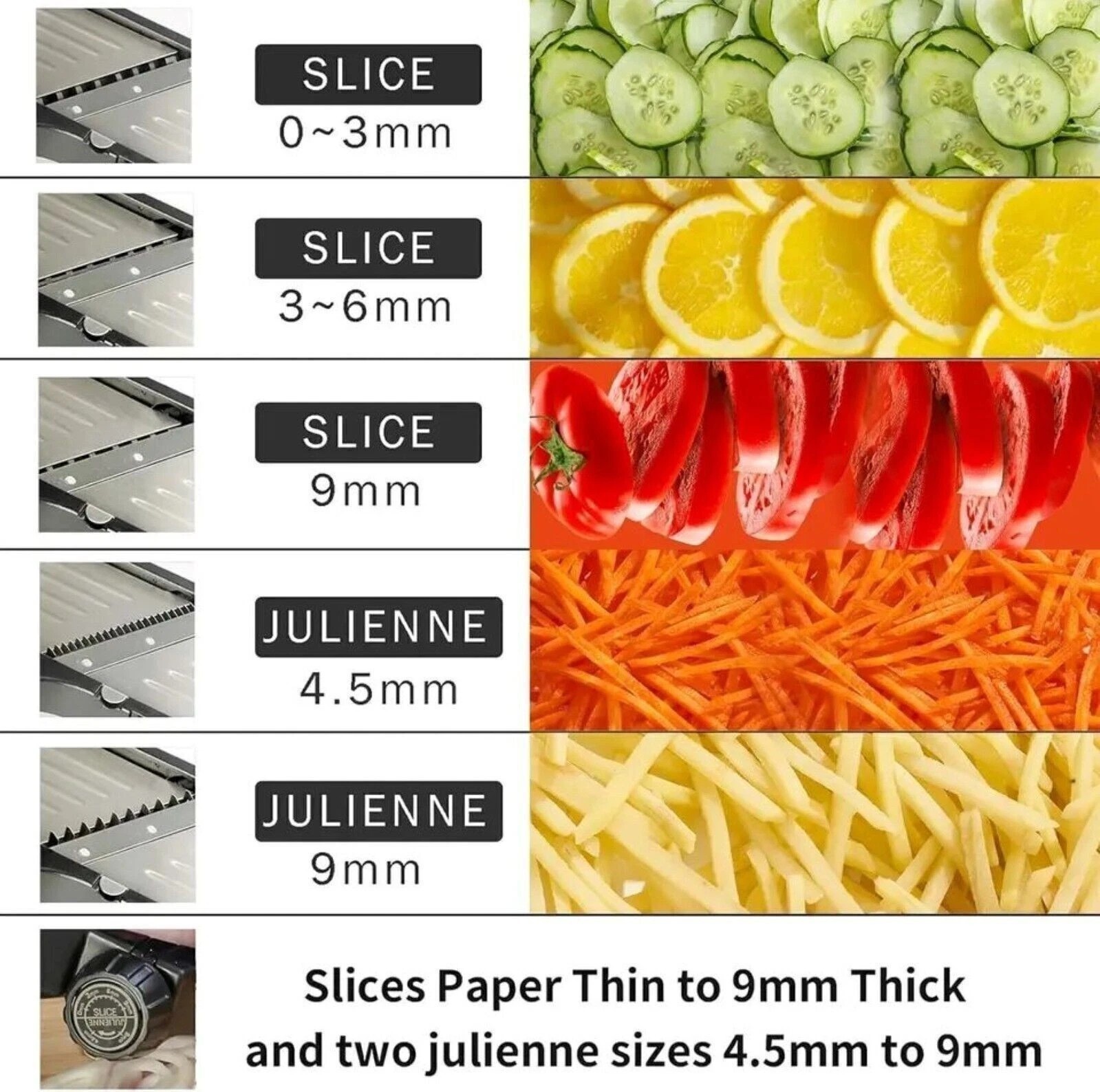 Vegetable Food Slicer Mandoline 7-in-1 Adjustable Stainless Potato Tomato Onion