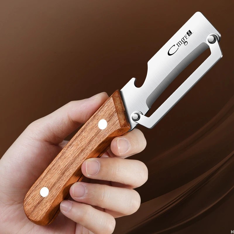1 Pc Stainless Steel Peeler with Wooden Handle – Fruit & Vegetable Slicer