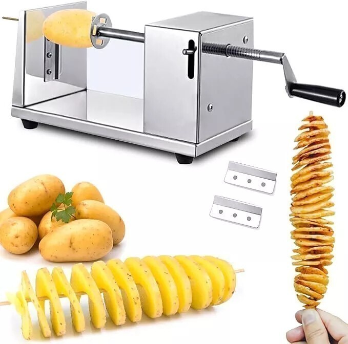 Manual Stainless Steel Twist Potato Slicer Spiral Vegetable Cutter French Fry US