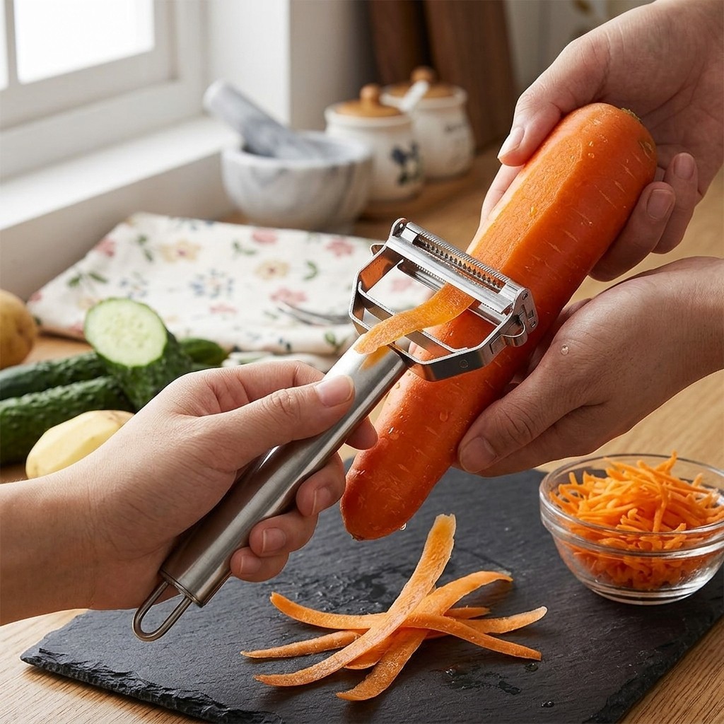 Stainless Steel Julienne Peeler 2Pcs Dual-Use Kitchen Vegetable Slicer