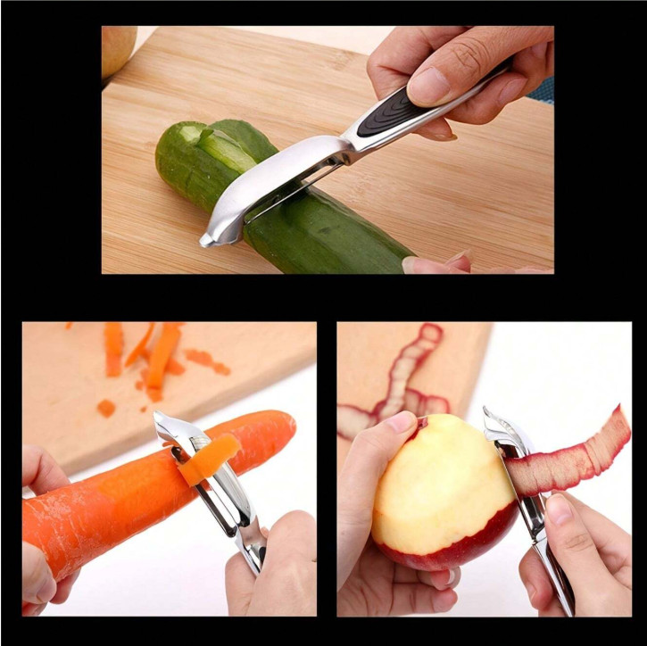 2pcs Stainless Steel Vegetable Peelers Non-Slip Handle Sharp Blade Kitchen