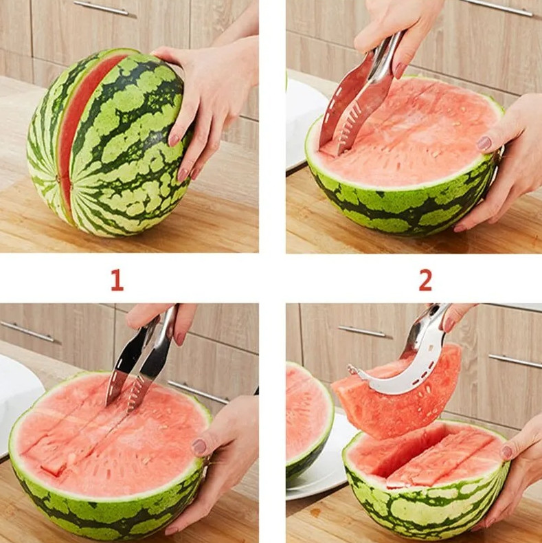 1 pc Stainless Steel Watermelon Slicer Cutter Fruit Serving Clip