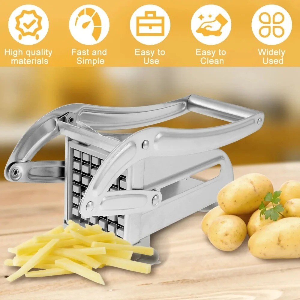 1pack Stainless Steel Manual Potato Cutter 4 in 1 French Fries Slicer Potato Chi