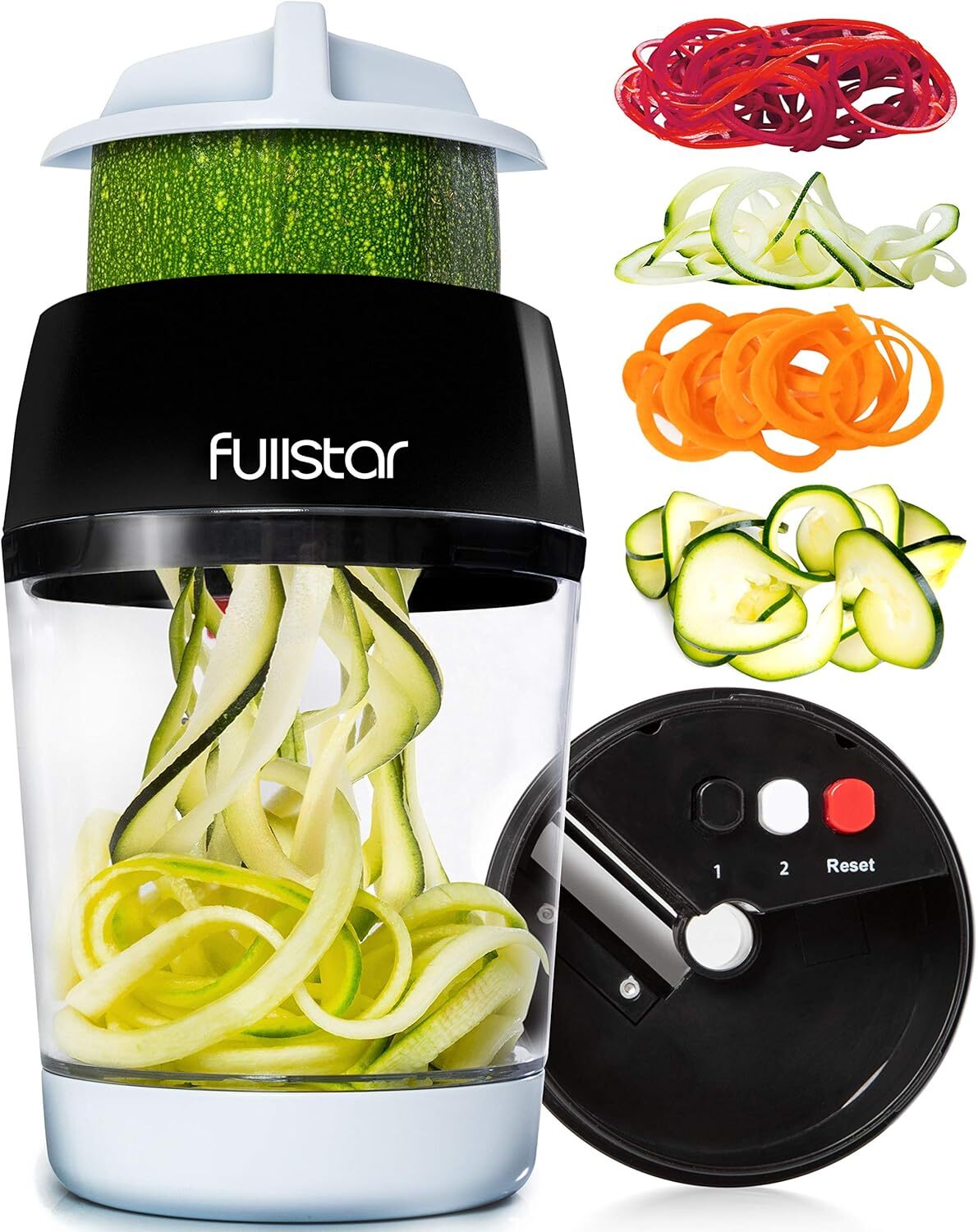 4 In 1 Black Food Slicer Compact Vegetable Spiralizer For Zoodles And Pasta