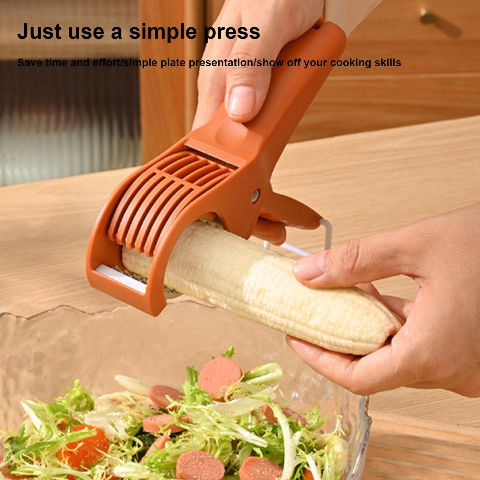 1PC Salad Cutter Banana Slicer Vegetable Cutter Stainless Steel Fruit Slicer