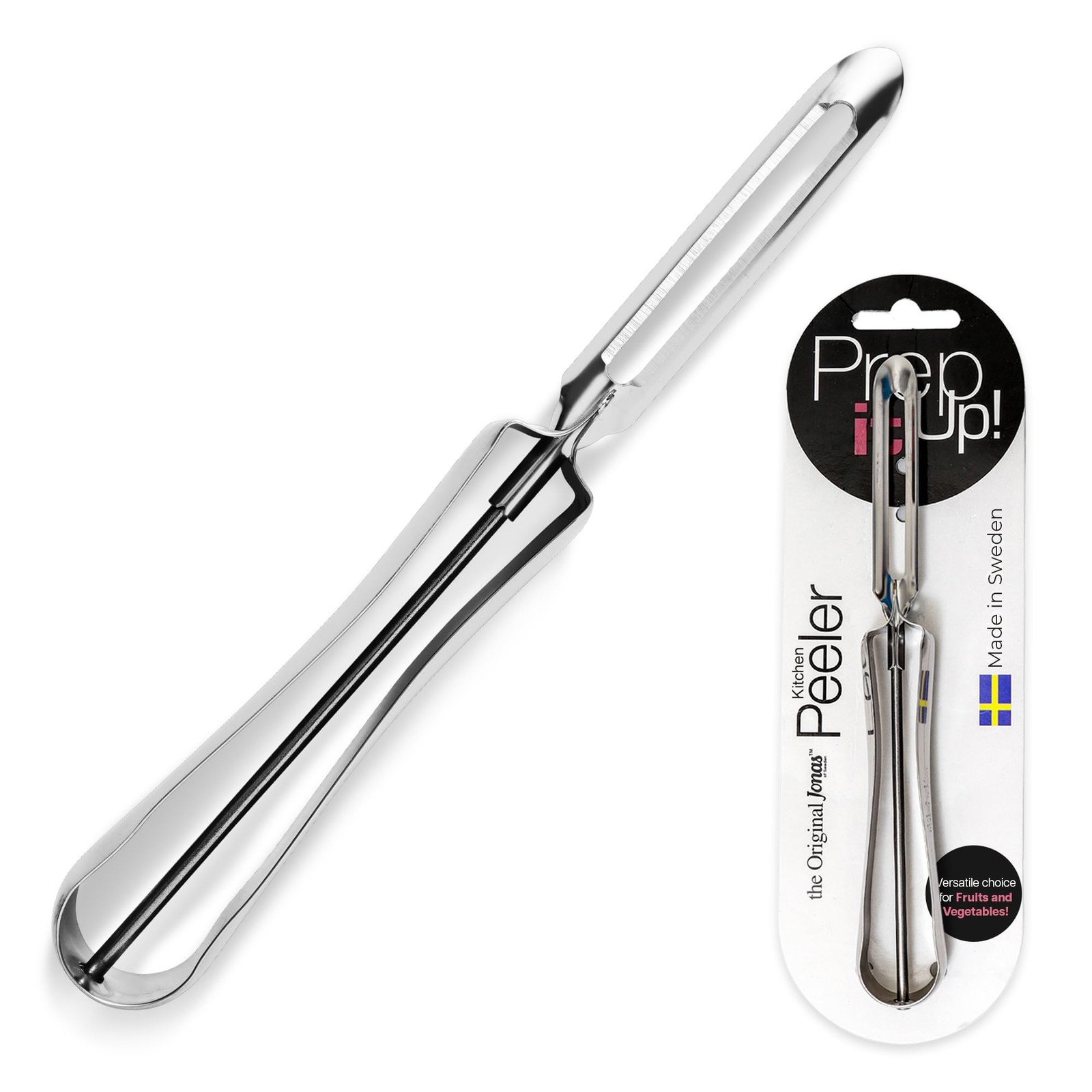 Linden Sweden Original Jonas Vegetable Peeler – Rust Resistant 1 Pack, Silver