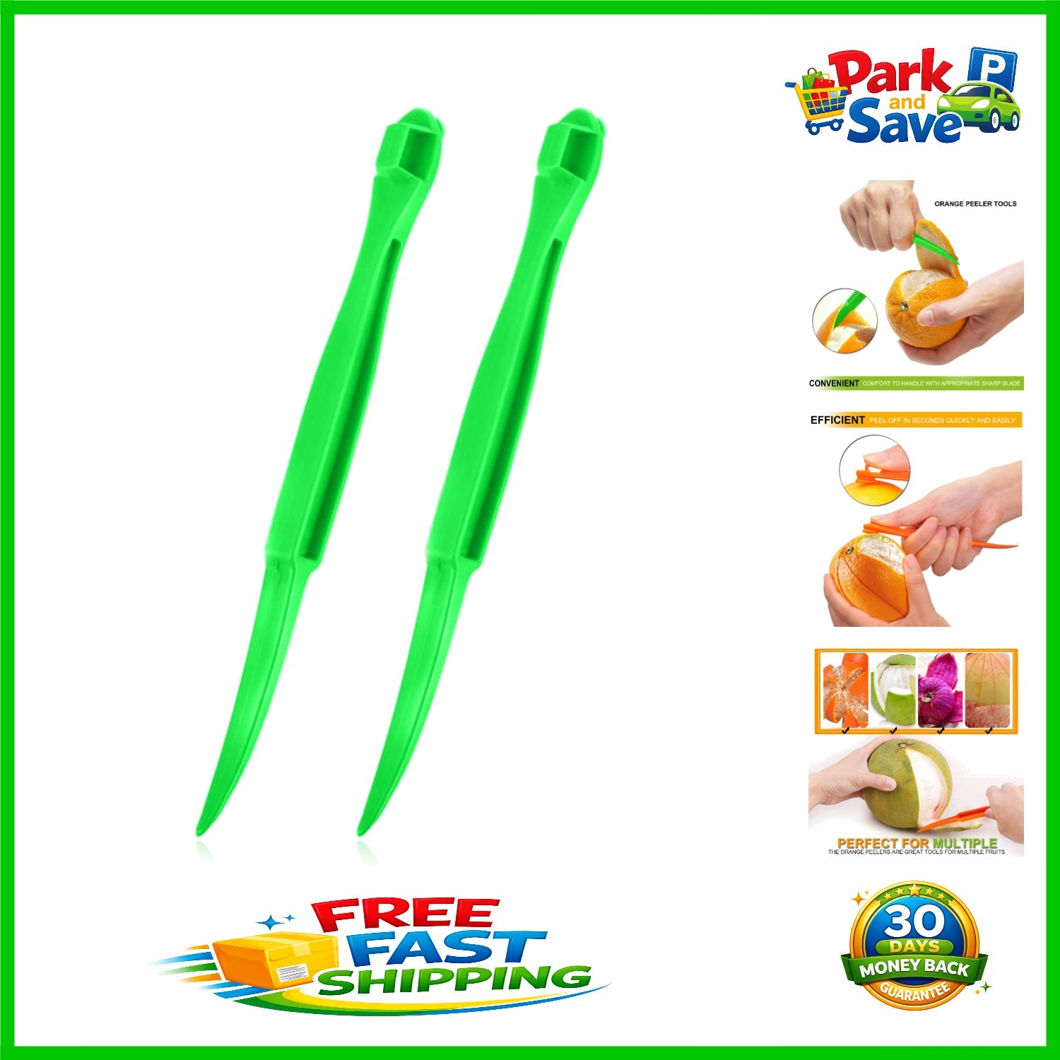 Eco-Friendly Orange Peeler Tool – 2 Pack Manual Citrus Peel Cutters in Green