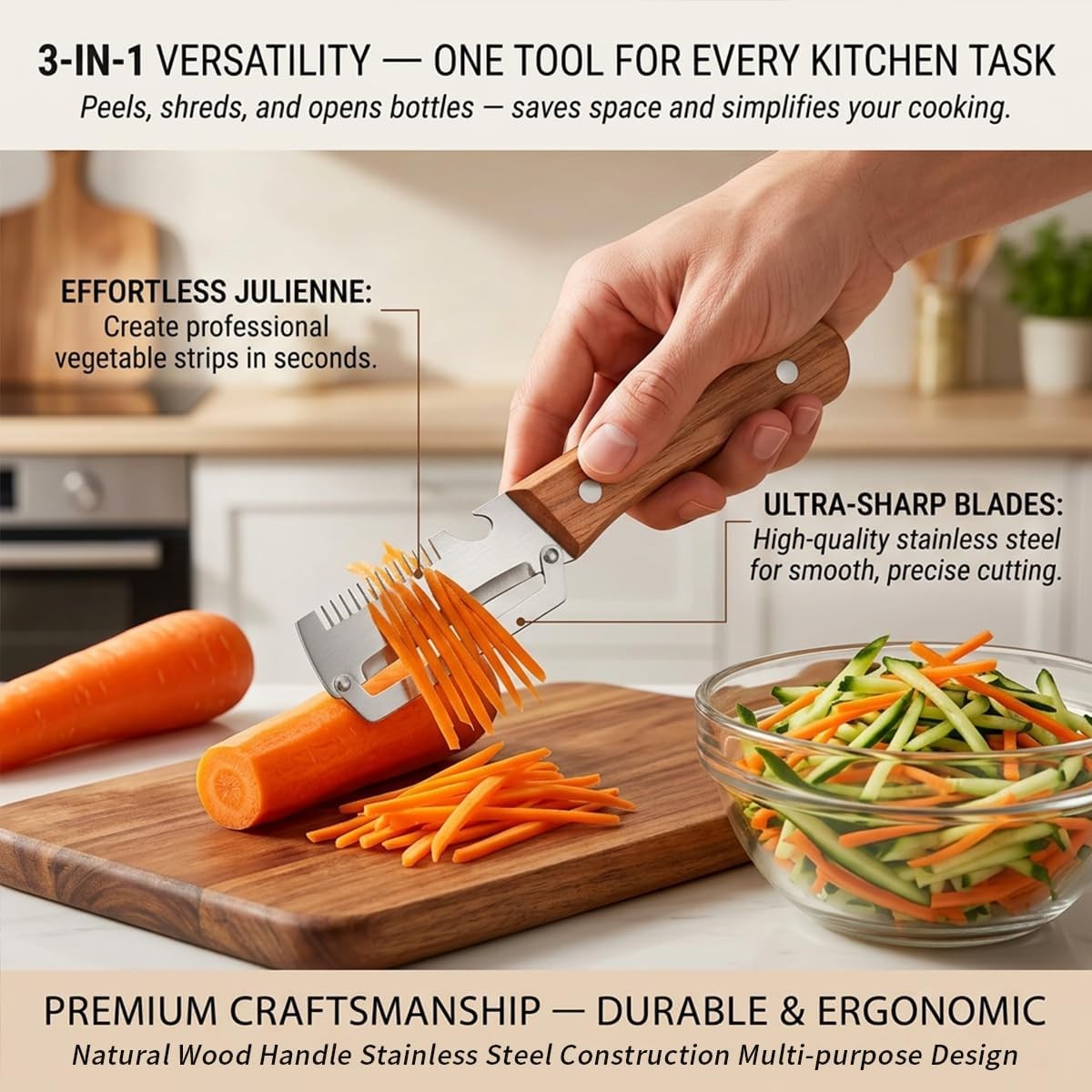 3 in 1 Multi-Functional Vegetable Peeler for Kitchen Stainless Steel Peeler