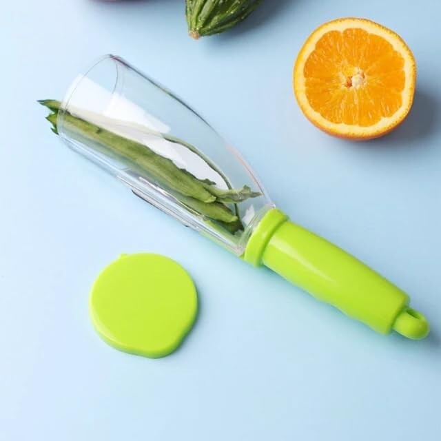 2-In-1 Vegetable Peeler Stainless Steel Fruit with Peel Storage Bin Easy Clean