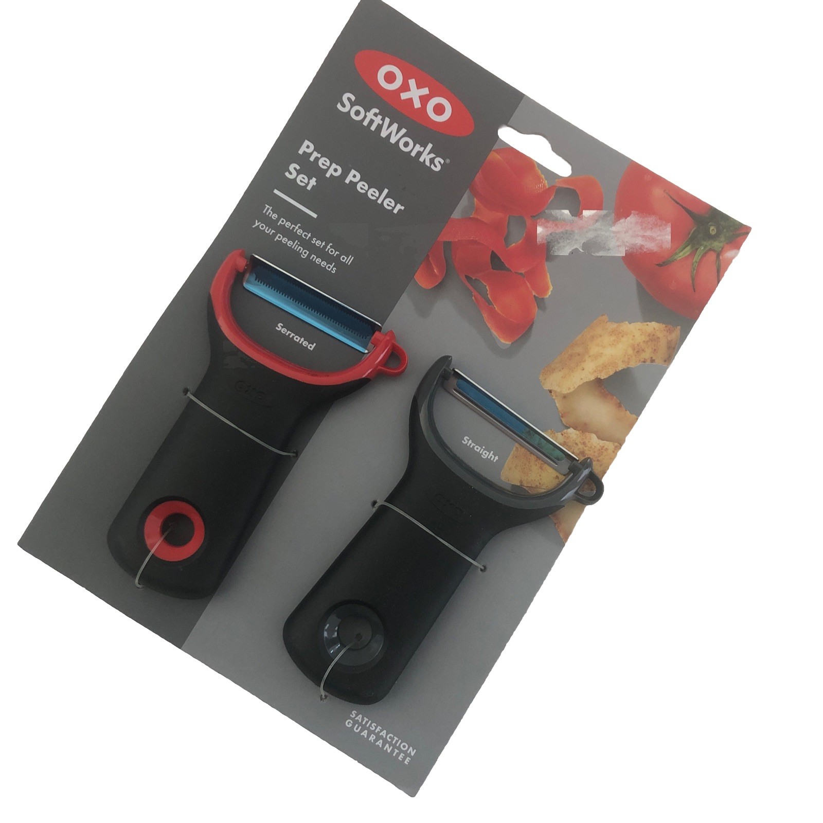 New OXO Good Grips SoftWorks 2 Peeler Set Straight and Serrated Peeler Red Balck
