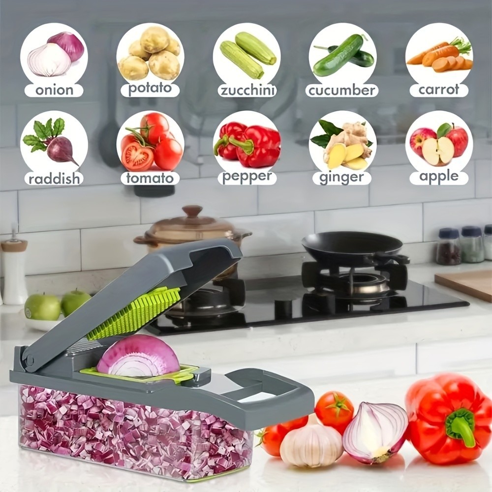 16-in-1 Multifunctional Vegetable Chopper Set with Stainless Steel Blades