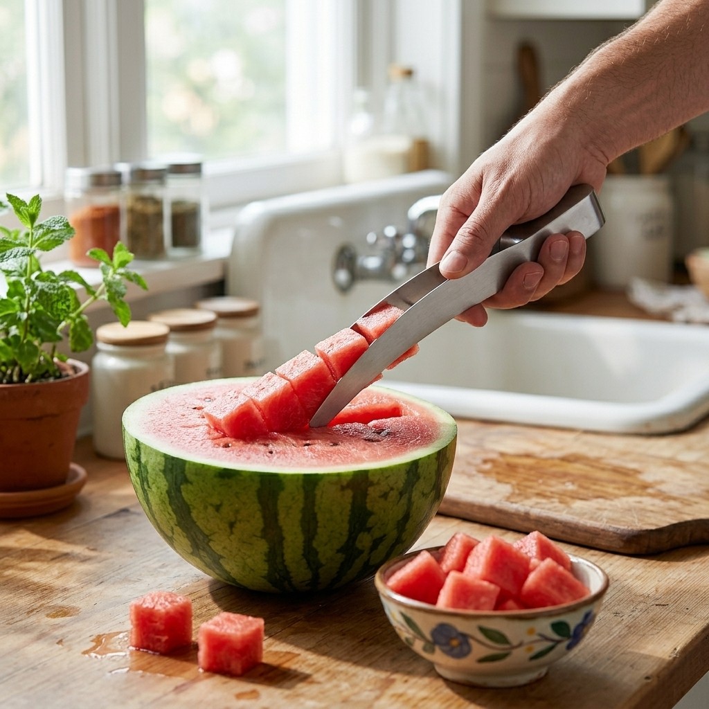 Watermelon Cube Slicer Cutter Stainless Steel Kitchen Fruit Prep Tool