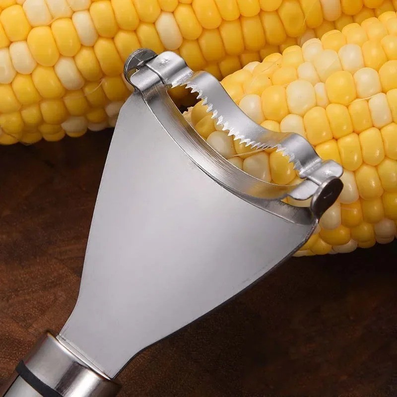 Stainless Steel Corn Cob Peeler Stripper Remover Kitchen Cutter Thresher Tool