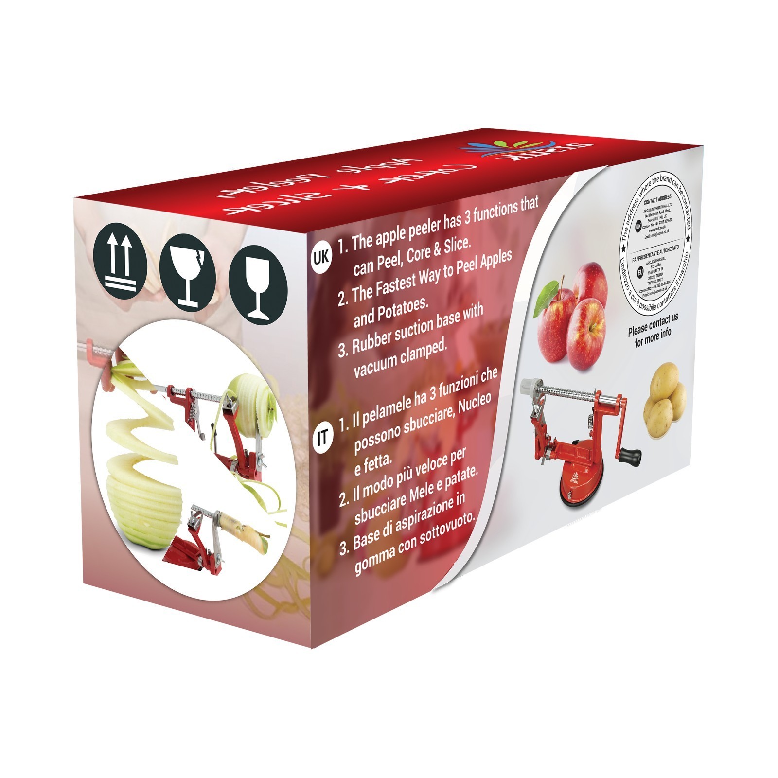 3 in 1 Heavy Duty Fruit Peeler Apple Peeler Corer Slicer Potato w/ Suction Base