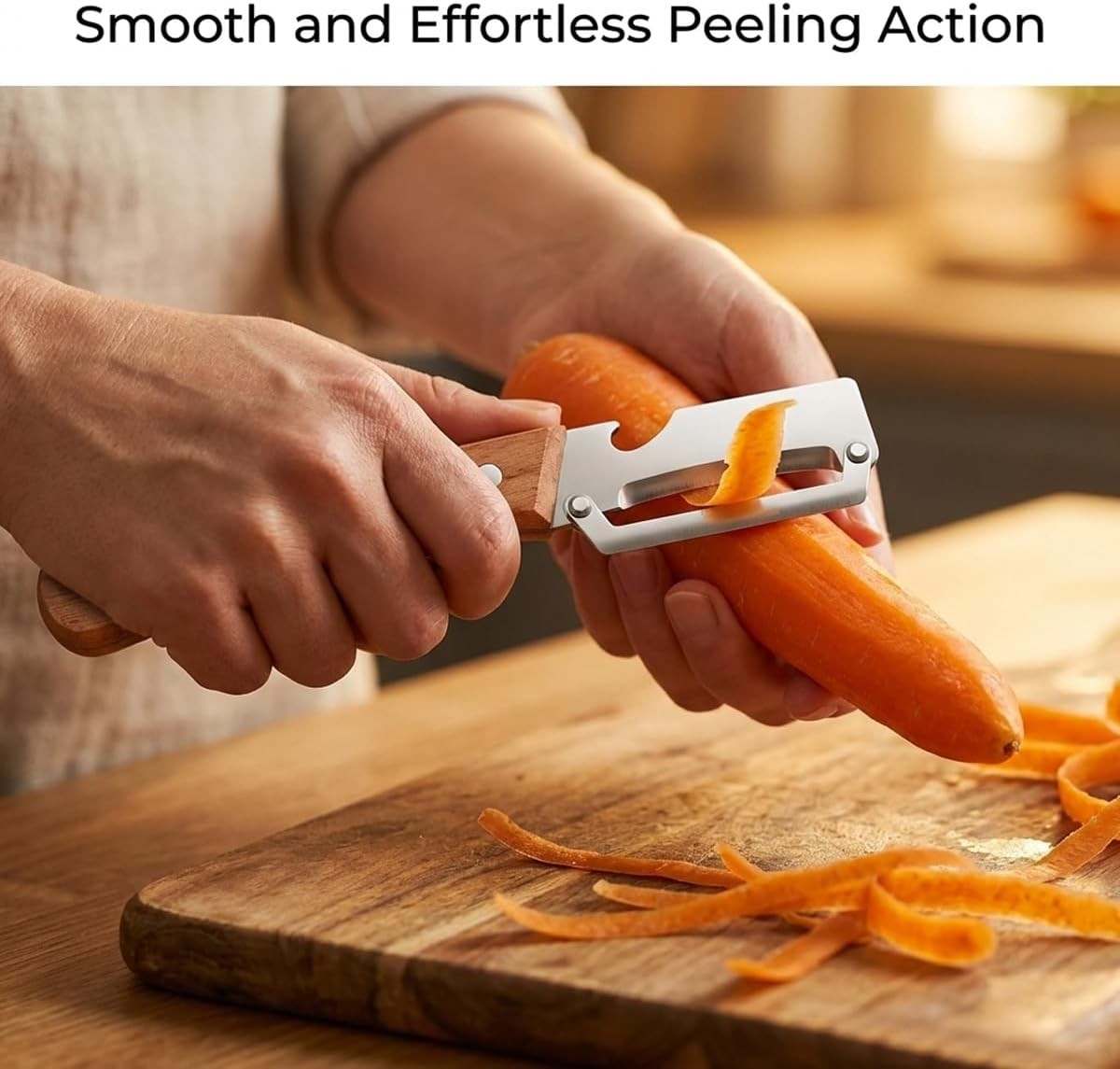 2 Pack 2 in 1 Multi Functional Vegetable Peeler with Bottle Opener and Wooden Ha