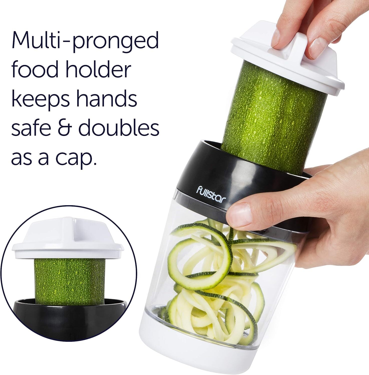 4 In 1 Black Food Slicer Compact Vegetable Spiralizer For Zoodles And Pasta