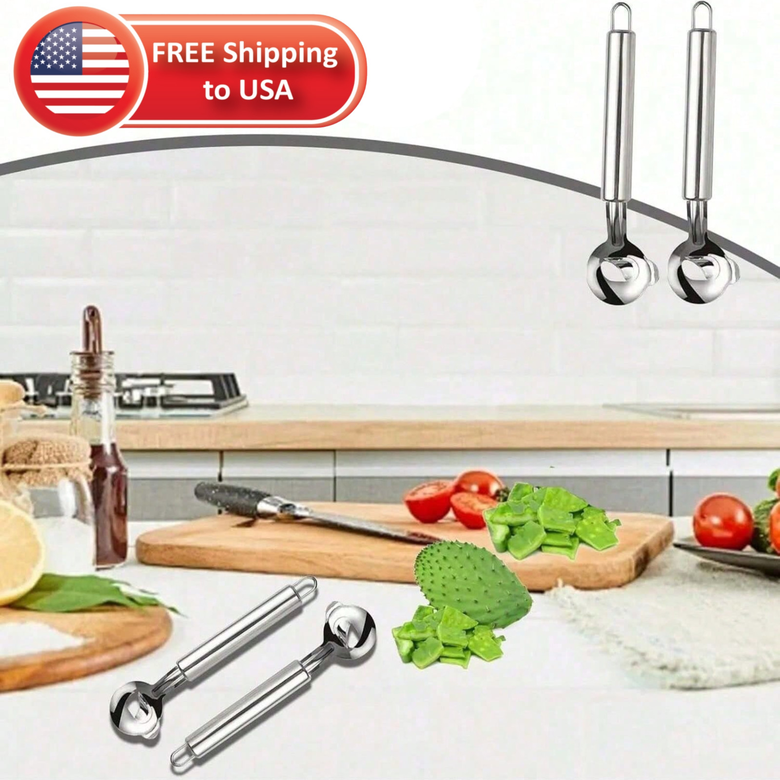 2Pcs Cactus Peeler Peladora Vegetable Fruit Baller Seed Remover Kitchen Tool US