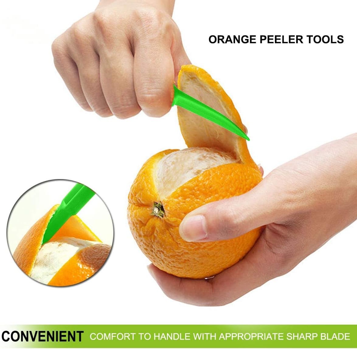 Eco-Friendly Orange Peeler Tool – 2 Pack Manual Citrus Peel Cutters in Green