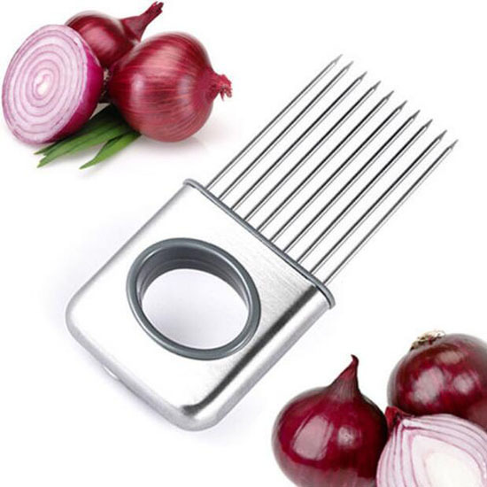 Onion Holder Slicer Vegetable tools Tomato Cutter Stainless Steel Kitchen Gadget