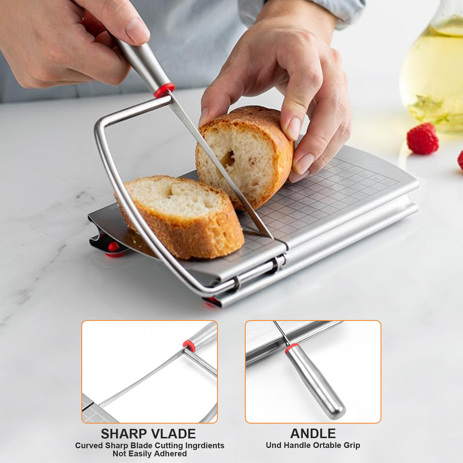Cheese Slicer Cutter Stainless Steel Block Cheese Slicer with Size Scale US