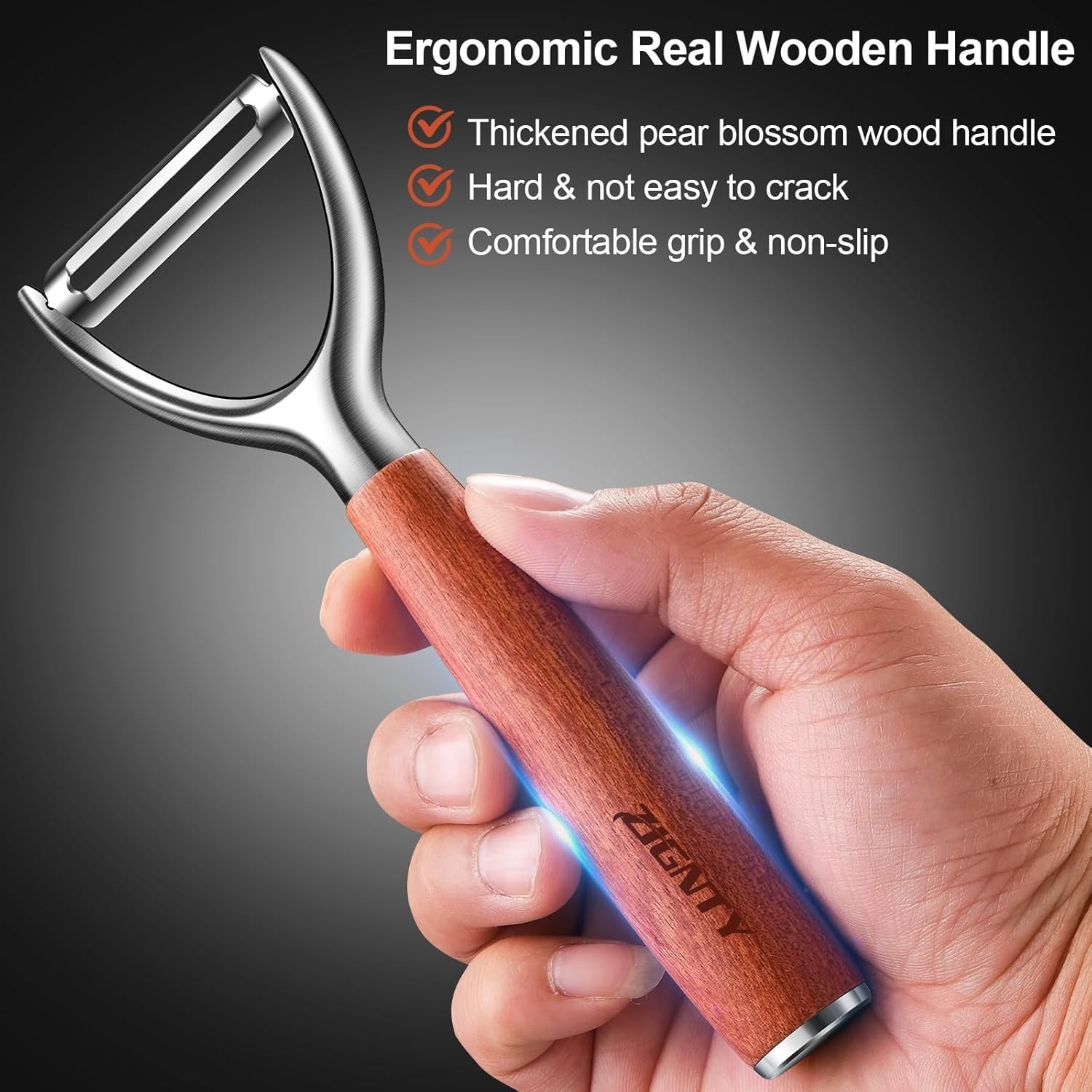 Vegetable Fruit Peeler Stainless Steel Sharp Kitchen Tool Ergonomic Wooden Ha…