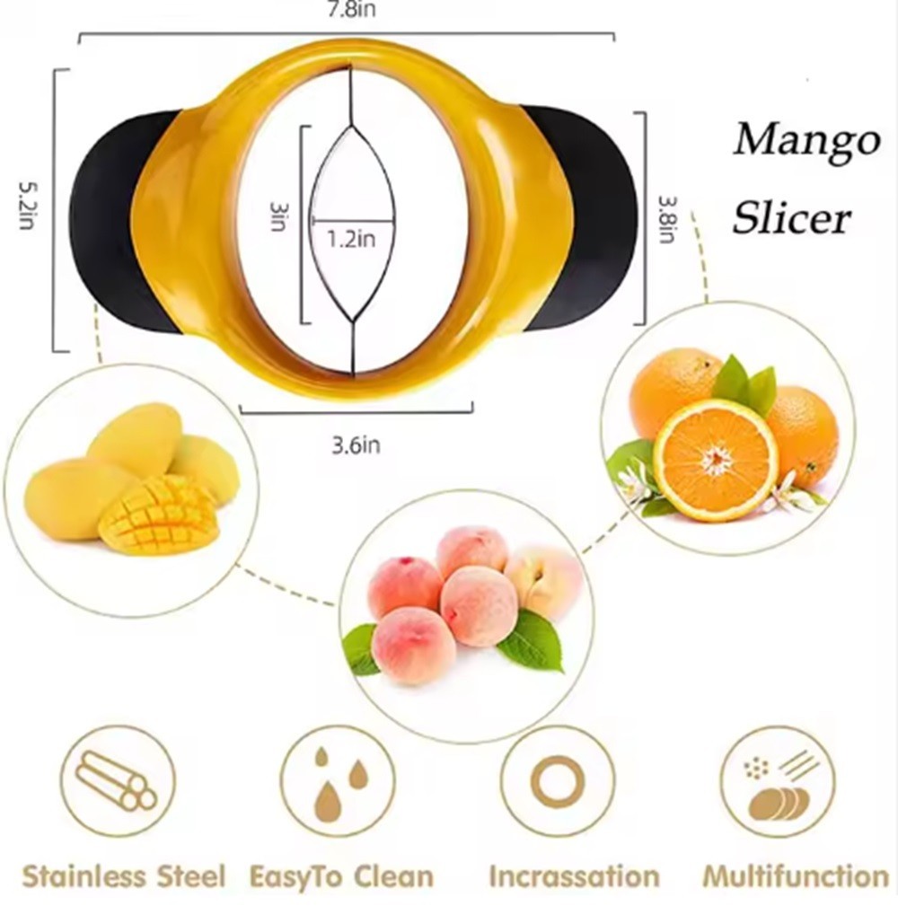 1-Pack Mango Slicer & Pitter –Ergonomic Mango Splitter with Non-Slip Rubber Grip