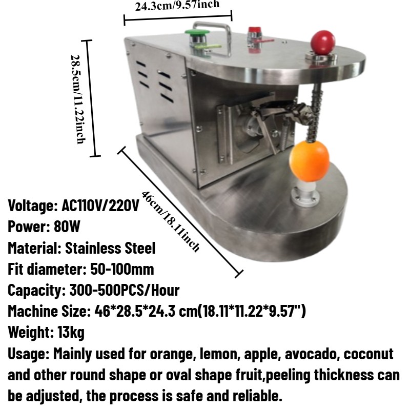 Electric Apple Orange Peeler Stainless Steel 110V/220V 80W Fruit Peeling Machine