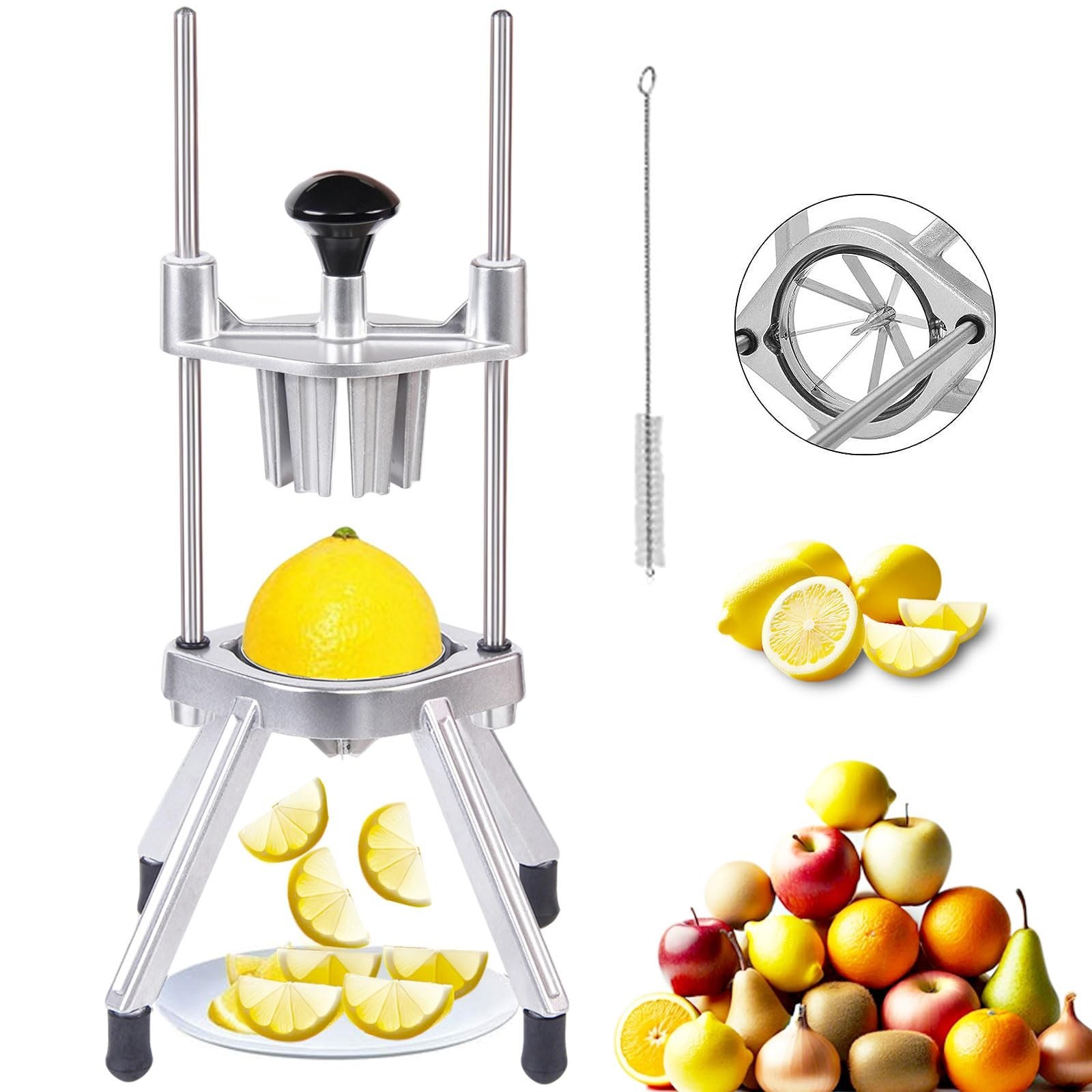 Commercial Lemon Cutter 8-Section with V-Shaped 420 Stainless Steel Blades，Ea…