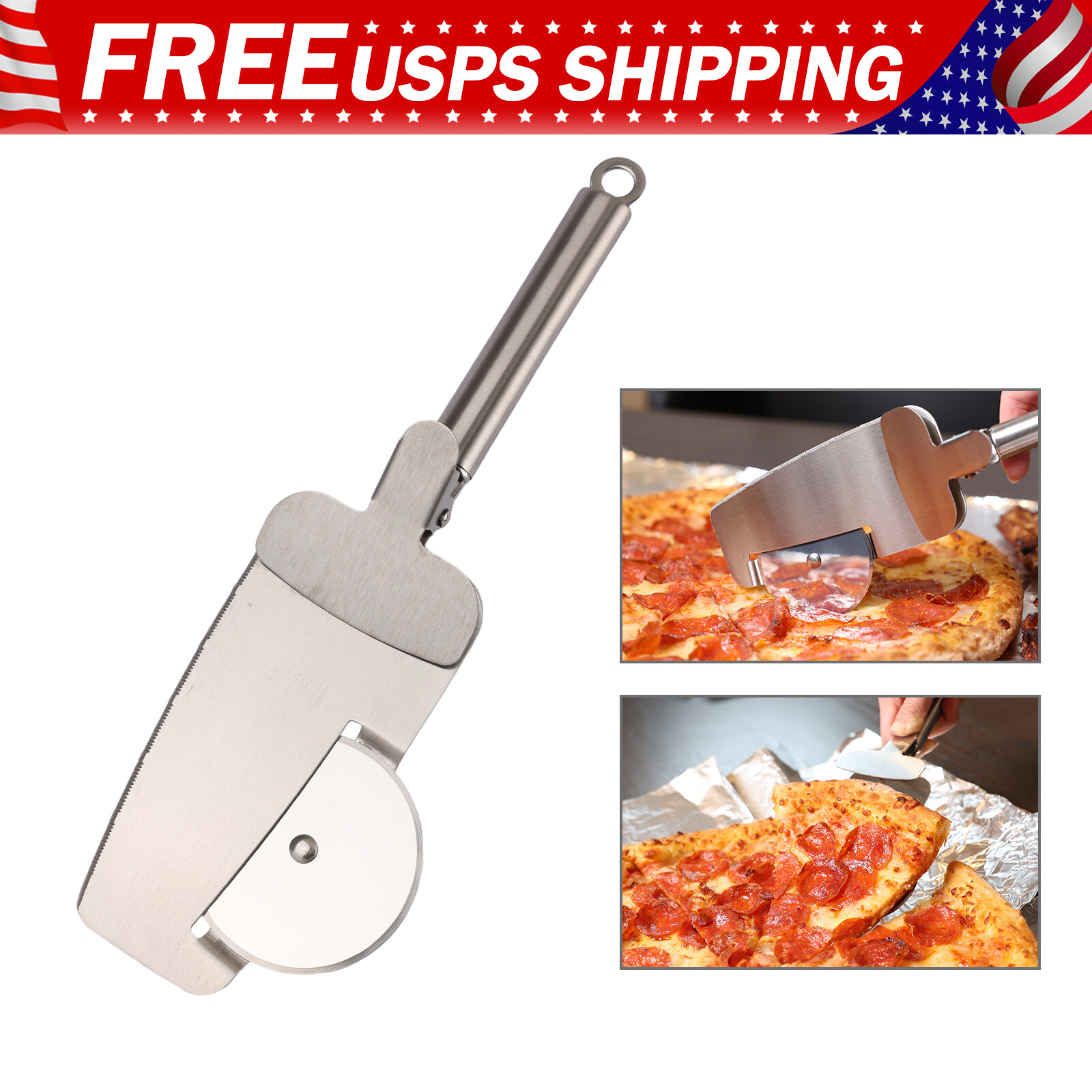 4 in 1 Stainless Steel Pizza Cutter Wheel Non Stick Pizza Slicer Dishwasher Safe